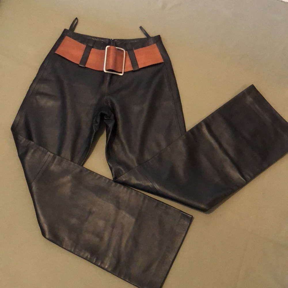 ISABEL U.S.A 💯% black color Leather,  women’s Pants fully lined size 4”